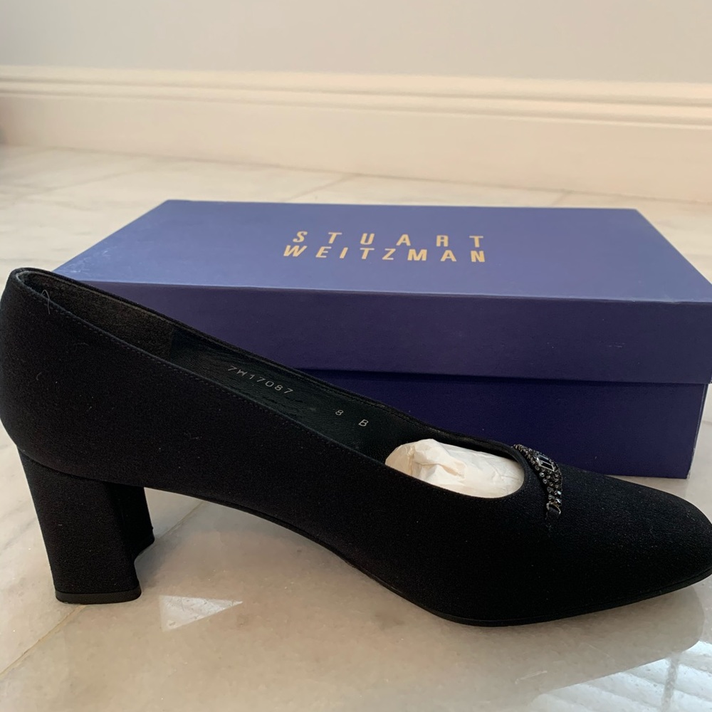 Stuart Weitzman Baron black peau heel size 8